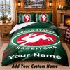South Sydney Rabbitohs Pattern Bedding 3Pcs Set Custom Name, Bed Sheet And Pillowcases For Home Bedroom