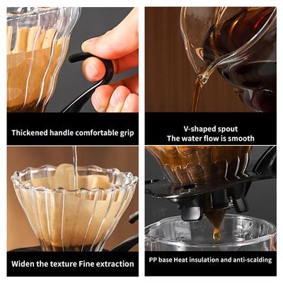 Glass Coffee Carafe Handmade Coffee Pot Filter Set Coffee Extraction Cup Tea Coffee Pot Coffee Server for Pour Over Coffee Maker