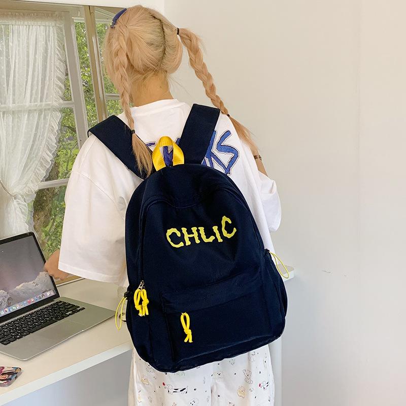 Tide Brand Schoolbag Female Junior High School Student Retro Large-capacity Leisure Junior High School Student Backpack Lightweight Computer Backpack
