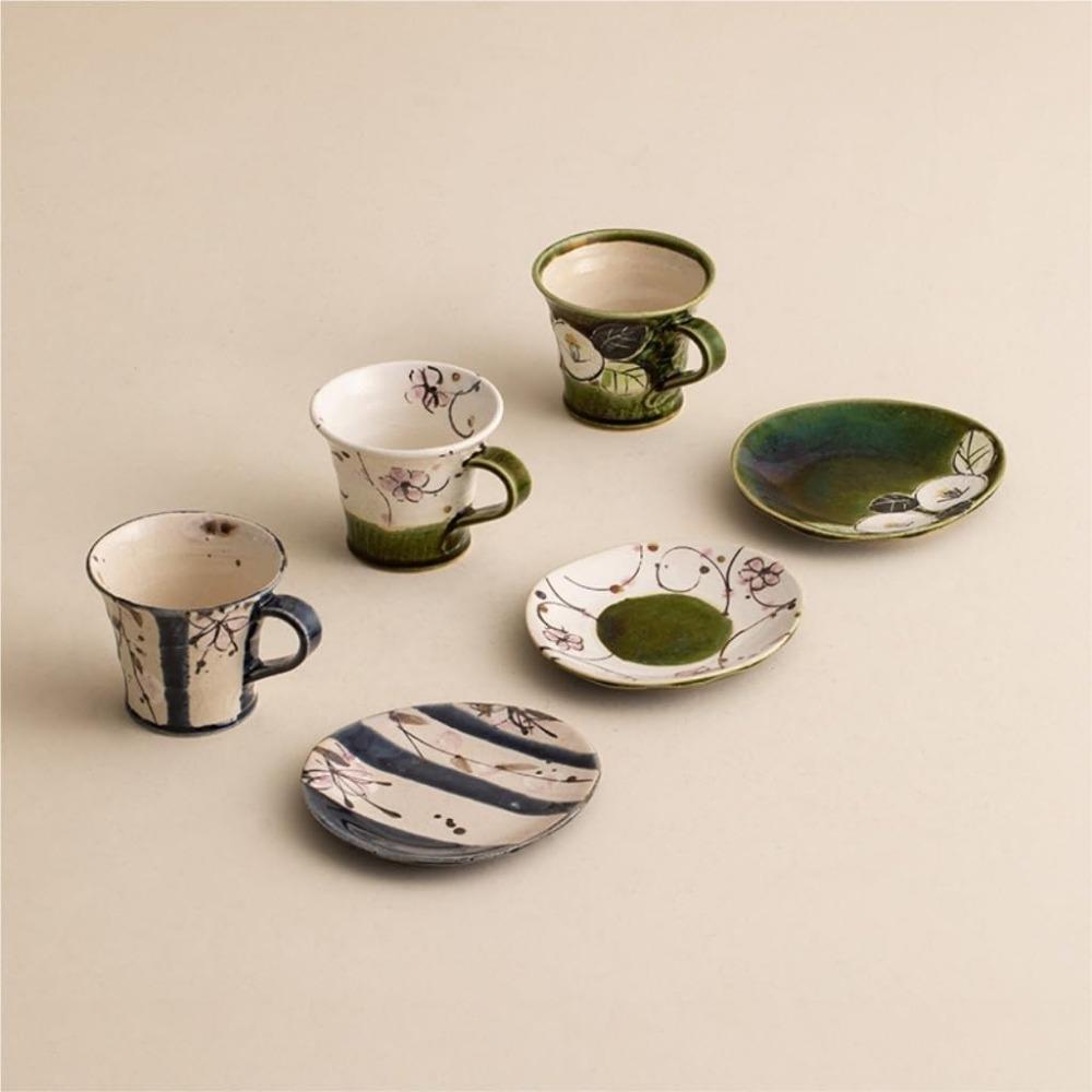 Coffee Set Retro Cherry Blossom Tea  Set Japanese Home Coffee Ceramic  High-end  Home 200ml Coffee Mug(B)