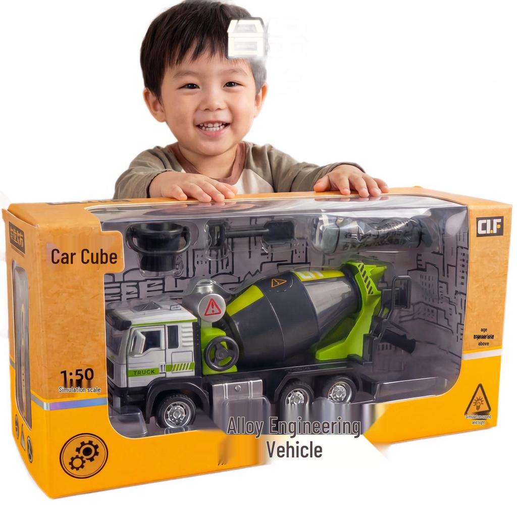 Large Alloy Cement Mixer Truck Toy for Children - Dischargeable Tank Construction Vehicle for Boys