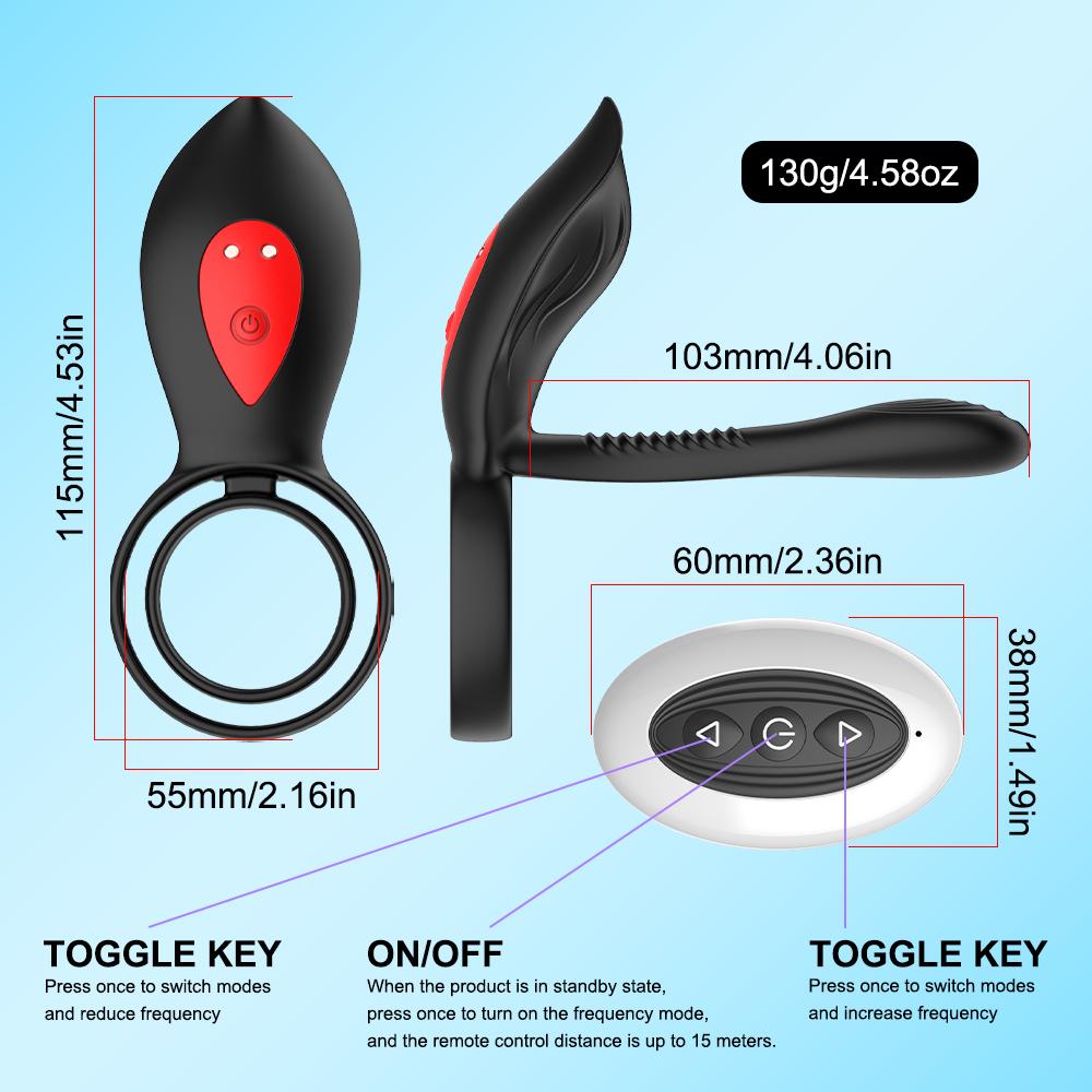 Vibrating Penis Ring Dual Cock Ring For Couple Wireless Remote Control Clitoral Stimulation Delayed Ejaculation Sex Toys For Men