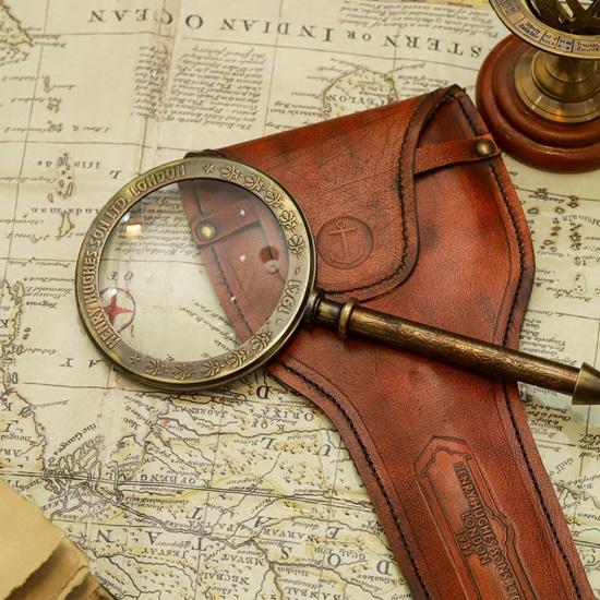 10.16 Cm Brass Magnifying Glass In Leather Case Classic-Style Magnifier for Desk, Gifts, or Collectors Birthday Gift