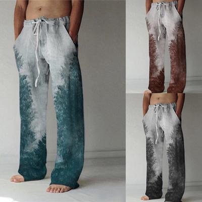 Pantalon Décontracté pour Homme Imprimé 3D Rétro Streetwear Harajuku Tendance Pantalon en Lin Ample à Jambes Larges Décontracté Taille Haute avec Cordon de Serrage