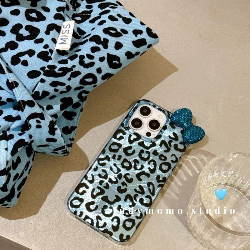 For Samsung Galaxy A17 A07 A56 A36 A16 A55 A35 A54 A14 A34 A13 A23 Leopard Blink Diamond Candy Bowknot Lustre Lining Phone Case