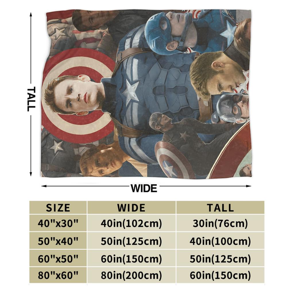 Captain America Plüschdecke Kinder Heldenfans Flanell Überwurfdecke für Sofa Sessel Super Weich Maßgeschneiderte Qualität Tagesdecke Geschenk