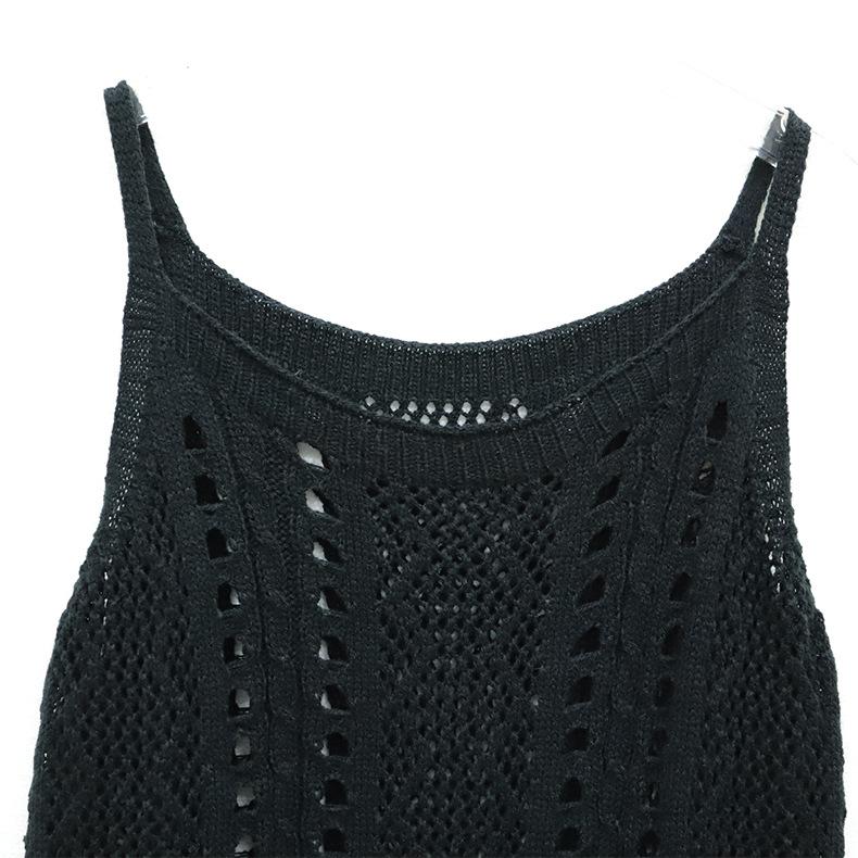 Summer Women's Knitted Beach Holiday Hollow Out Dresses Swimwear Seaside Cover Up Halter Dress