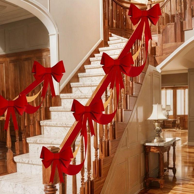 Bridal Stair Railing Décor Set: Tinsel Ornaments for Wedding Handrails