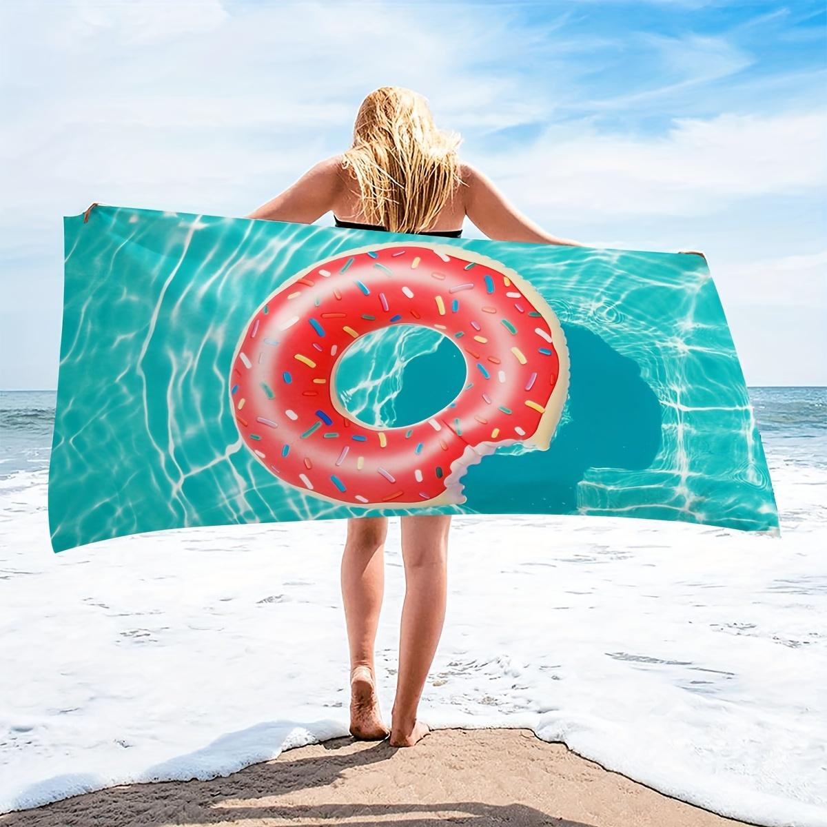 

Donut Swim Ring Beach Towel, Super Absorbent Quick-Dry Lightweight for Beach Swimming Camping Travel W40*H60(CM)