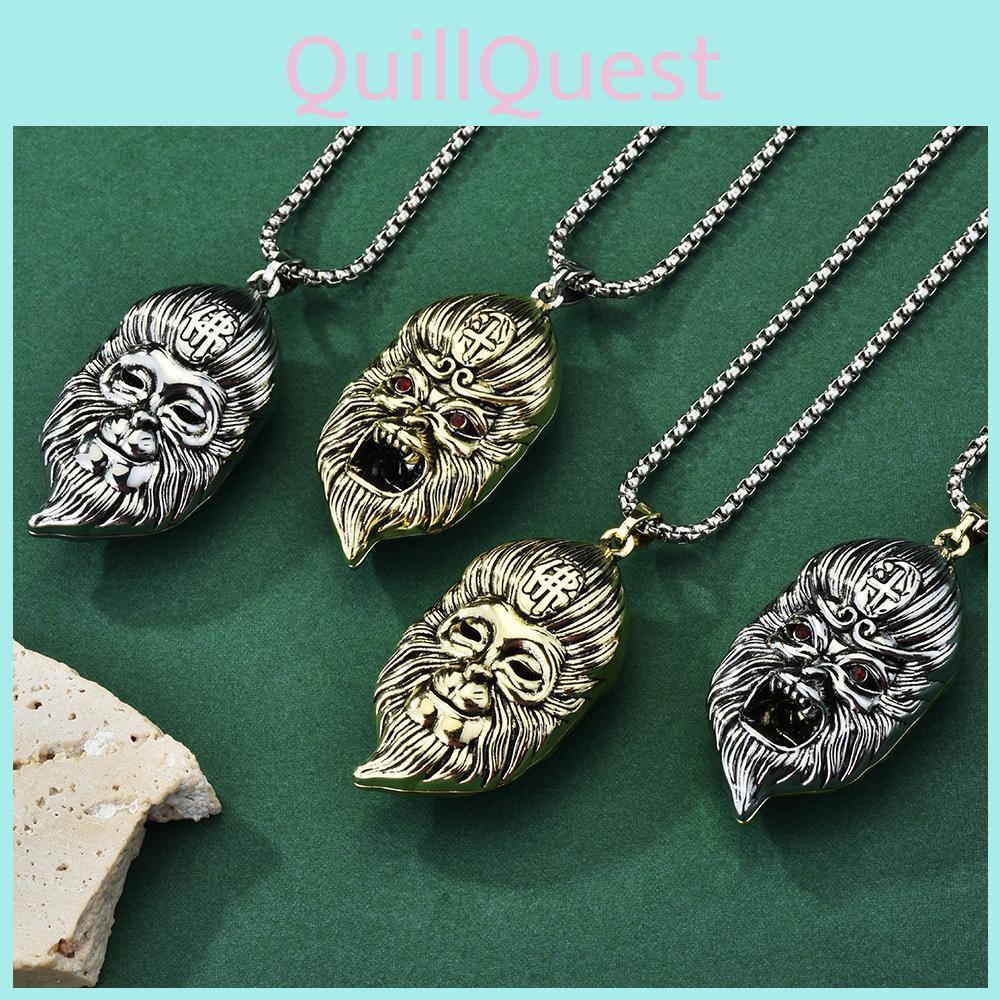 Distinctive Monkey King Necklace Made From Metal With Stunning Pad Gold Finish For A Bold Look Statement