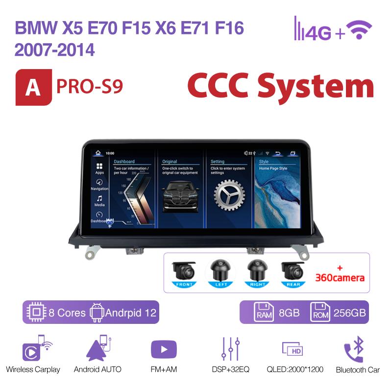 10.25Inch For BMW X5 E70 F15 X6 E71 F16 2007-2014 GPS Navigation Car Multimedia Video Player Radio CarPlay 4G 360Camera CIC& CCC