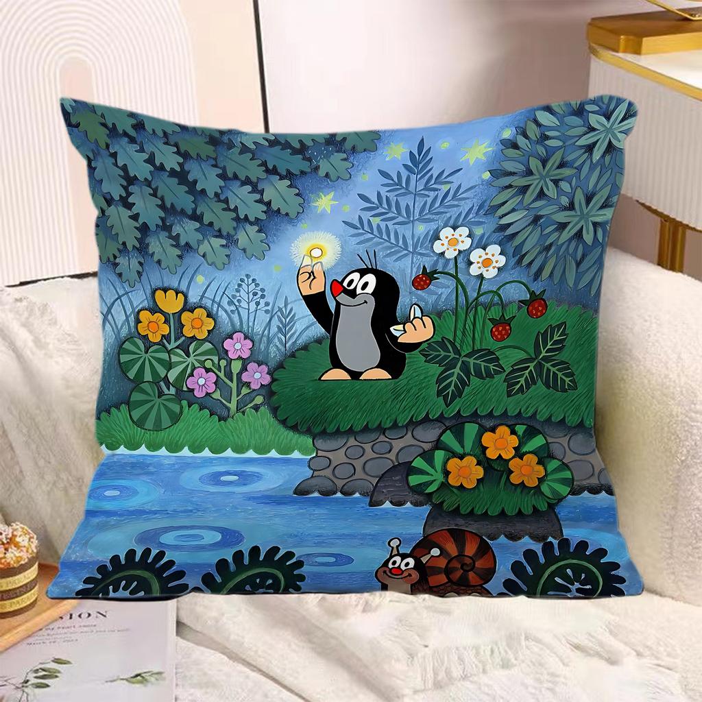 Cartoon Pillow Covers Cartoon Sofa Decorative Home Doublesided Printing Short Plush Cute Cushion The LLittle MMole Cover
