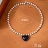 Hot Styles Pearl with Acrylic Black Peach Heart Pendant Spice Girl Sweet Cool Wind Necklace