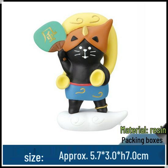 Japanese Zakka Fuujin Raijin Series: Cute Cat Mini Resin Ornament for Miniature Photography