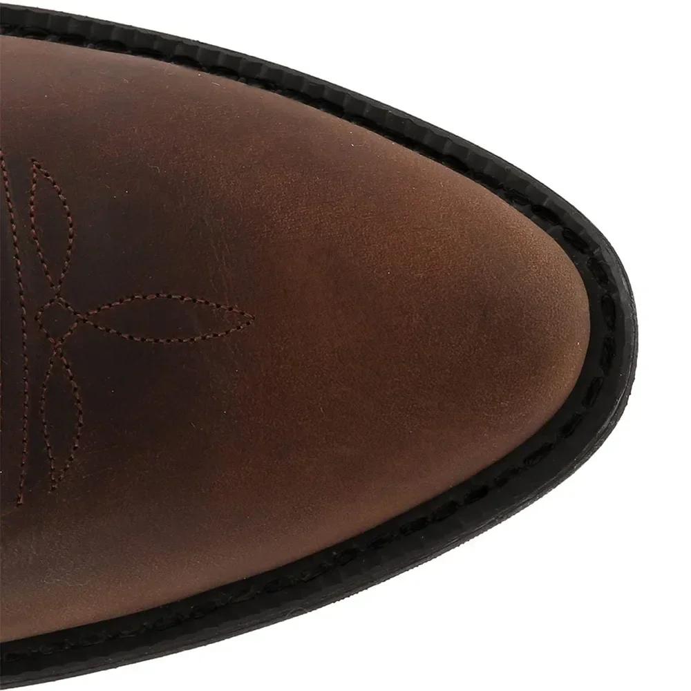 Handmade Men Cowboy Boots Embroidery Western Boots Pointed-toe Mid-calf Male Boots New Slip on Men Riding Boots