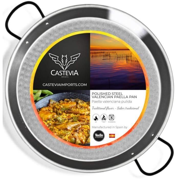 Plat à paëlla en acier poli - VAELLO - La Valenciana - D: 46 cm - Convient pour 12 personnes