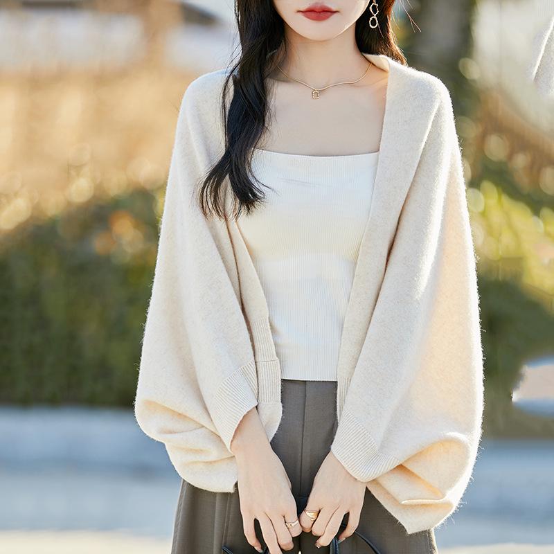Dense Knit Wool Shawl Cardigan: Women's 2025 Fashion, Dual-Use Scarf and Coat, Spring/Autumn/Winter Style, Loose Fit