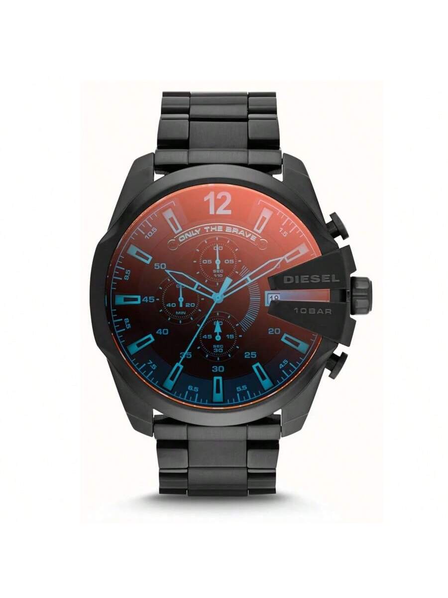 

Мужские кварцевые часы-хронограф Diesel, циферблат 51 мм, браслет из нержавеющей стали, подходят для формальных мероприятий DZ4318 красный/чёрный