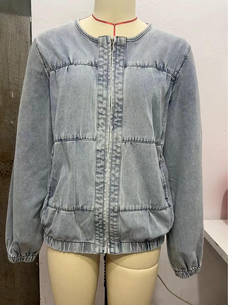 Women's European & American Patchwork Denim Cardigan - Spring/Fall 2025 Collection