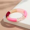 Nieuwe Grote Bamboe Buis Acryl Stapelarmband voor Vrouwen Mannen Vintage Kleurrijk Hars Dikke Elleboog Kralen Elastische Armband Koppel Sieraden