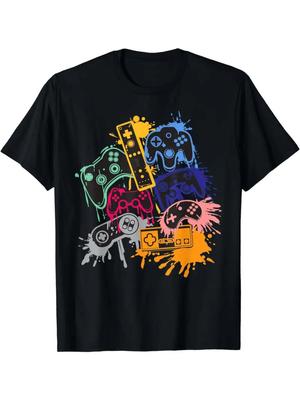 Rundhals Game-Konsole Print Herren Modisches Sommer Kurzarm Sport-T-Shirt, Bequem Und Vielseitig