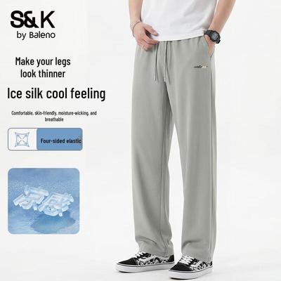 Baleno S&K Men's Ice Silk Wide-Leg Casual Pants