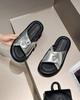 Cool slippers women's summer wear fashion 2025 new rhinestone high-end platform sandals toe flat beach shoes