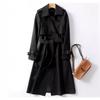 Women's Long Trench Coat Autumn Spring Korean Style Petite British Style Over Knee Dress Coat Jacket