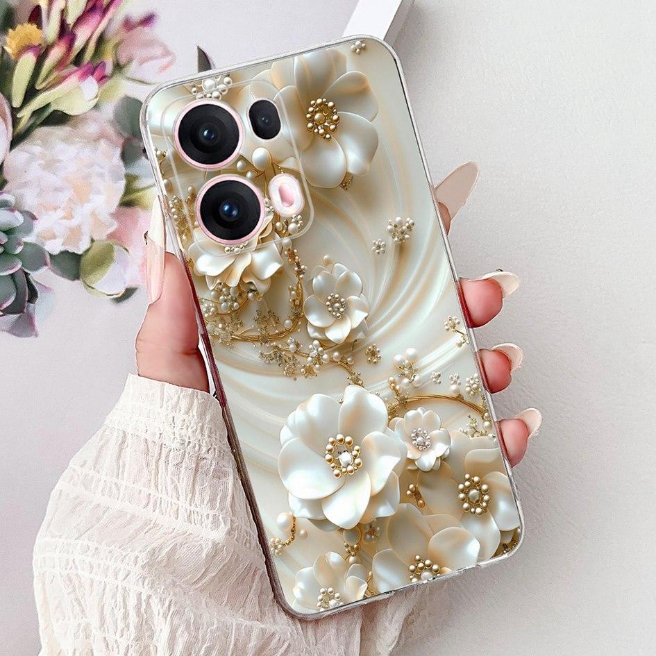 For OPPO Reno13 Pro 5G Case CPH2697 Fashion Flower Butterfly Soft Silicone Phone Cover For OPPO Reno 13 CPH2689 Reno13Pro Bumper