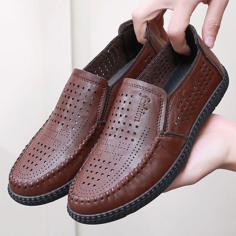 Fashion Lightweight Moccasin Leather Shoes for Men Mesh Non Slip New In Designer Legitimate Low Price Cowhide Slip-on Pu Man Casual Shoe