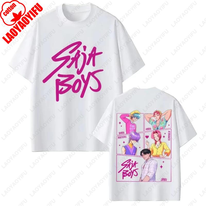 KPop Demon Hunters Movie Saja Boys Tshirts Men Women High Quality Cotton Fashion Tops Hip Hop Harajuku Regular Short Sleeve Tees