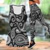 Retro Bedrucktes Yoga-Outfit für Damen Mode Workout Leggings Fitness Sport Freizeit Yoga Set Sportanzug