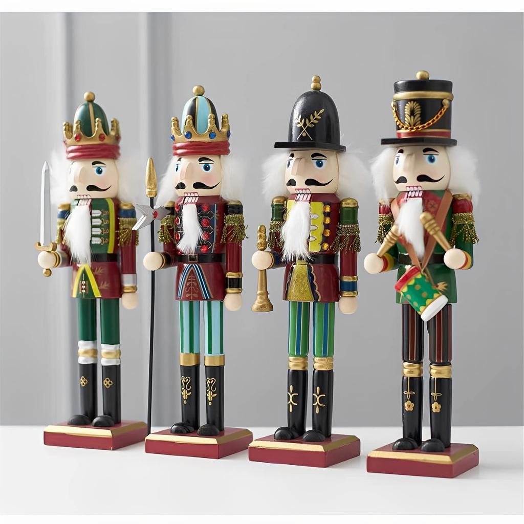 Christmas Nutcracker Ornament 12 inch Traditional Painted Wooden Nutcracker Soldier Doll Nutcracker Figures Holiday Party Tabletop Christmas Decorat