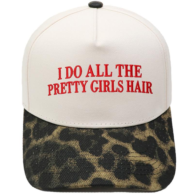PRETTY GIRLS HAIR Fun Embroidery Color Matching Truck Driver Hat Men's and Women's Casual Sun Hat