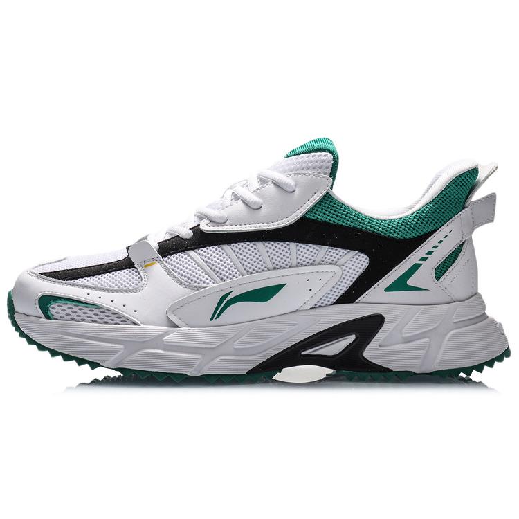 New LiNing Cushioned Slip Resistant Low Top Running Shoes Men's White Green ARLQ009-2