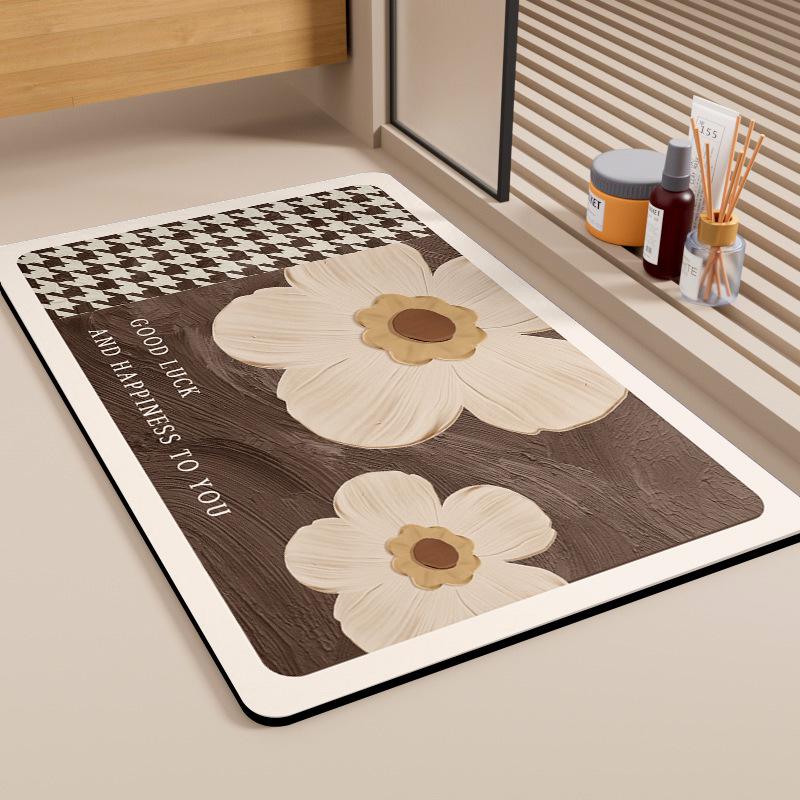 Simple Style Diatomaceous Earth Floor Mat - Stain & Wear-Resistant Bathroom/Toilet Entrance Mat