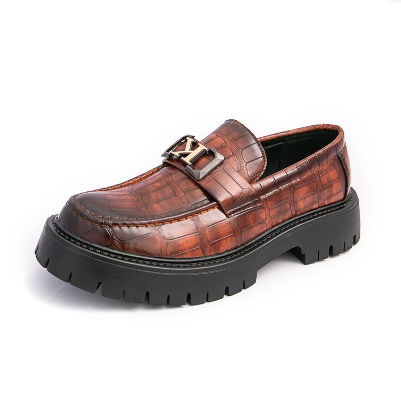 New Platform Men Shoes Slip On Dress Shoes Thick Bottom Loafers Breathable All-match Flats Man Casual Leather Driving Shoes