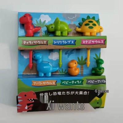 Dinosaurus Baby Fruitvorkjes: Cartoon Dierlijke Bento Prikkers (Verpakking van 6 stuks)