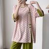 Hanfu pajamas women's spring summer new Chinese-style cotton and silk suit cotton silk medium-sleeved loose loungewear can be worn thin
