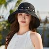 Sun hat women's summer new pearl mesh yarn streamer temperament bucket hat UV protection sun protection hat