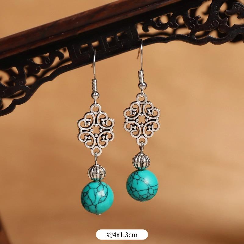Original Design Earrings Simple High-end Turquoise Earrings Retro Long Earrings Women