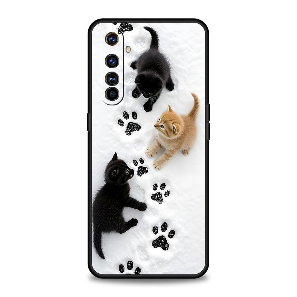 Cute Cat Case For Realme C67 C63 C55 C53 C35 C25 C21 GT 2 3 5 6 10 11 12 13 Pro Plus 5G Soft TPU Phone Cover Fundas Capas Bags