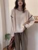 Korean Patchwork Color Block Wool Knit Sweater - Winter Loose Fit Pullover