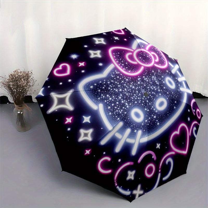 1pc Neon Hello Kitty Cosmic Glow Umbrella with Plastic Handle,Suitable for All Seasons Home Travel Outdoor UmbrellaSanlio566