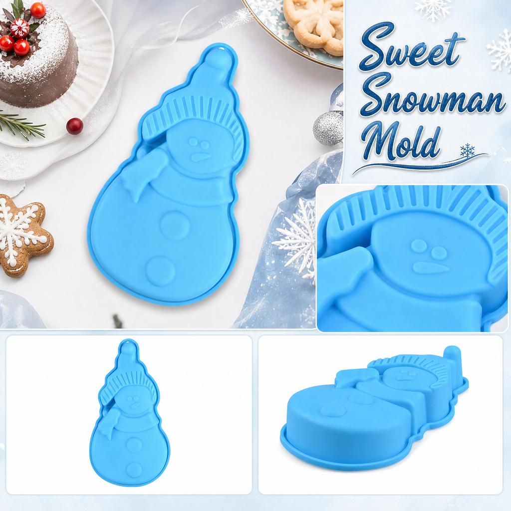 Schneemann Silikonform Kreative Kuchen Keks Pudding Schokolade Form Flexible Antihaft Backform für Feiertagsdesserts und Bastelarbeiten