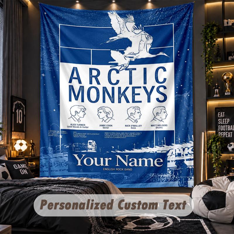 Personalized Wall Tapestry,Arctic Monkeys Custom Printed Name, Fabric Wall Art For Indoor Room Backdrop