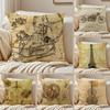 Retro Sketch Cushion Cover Silky Short Plush DoubleSided Printed Pillow Case for Sofa All Seasons Home Decor Gift