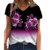 plus size XL-7XL Floral Themed Series 3D Printed T-shirt V-neck 3D Printed Women's Short Sleeved T-shirts Top