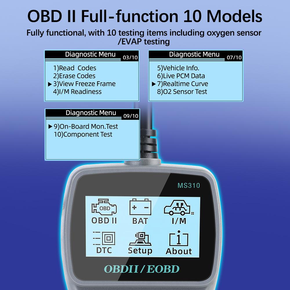 Clear/Erase Codes OBDII Scanner MS310 Multi-language Car Diagnostic Scan Tool Work for Car Auto Vehicle OBD2 Code Reader