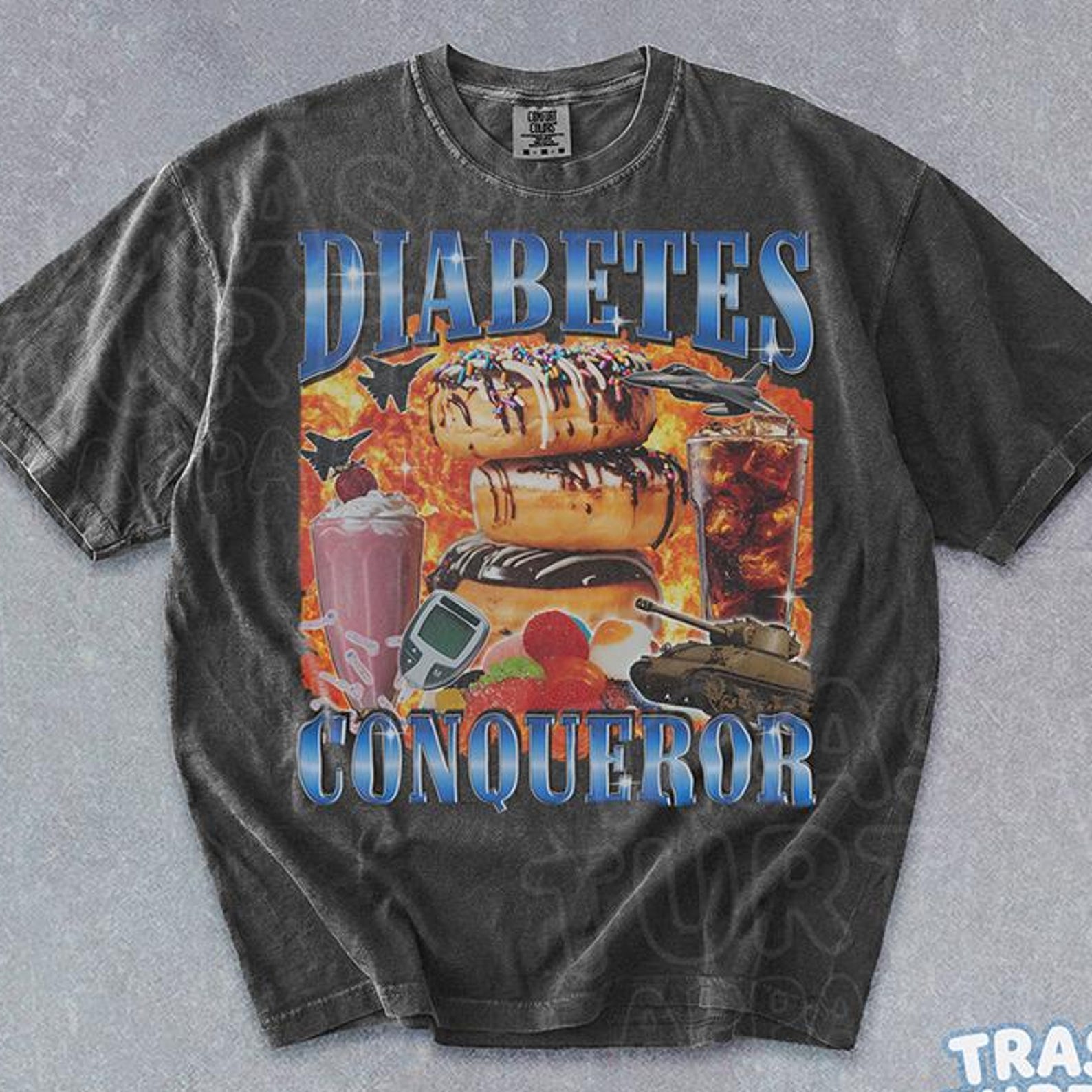 Diabetes Conqueror Shirt Diabetes Awareness Funny TShirt Diabetic Gift T-shirt Unisex Graphic Bootleg Tee M